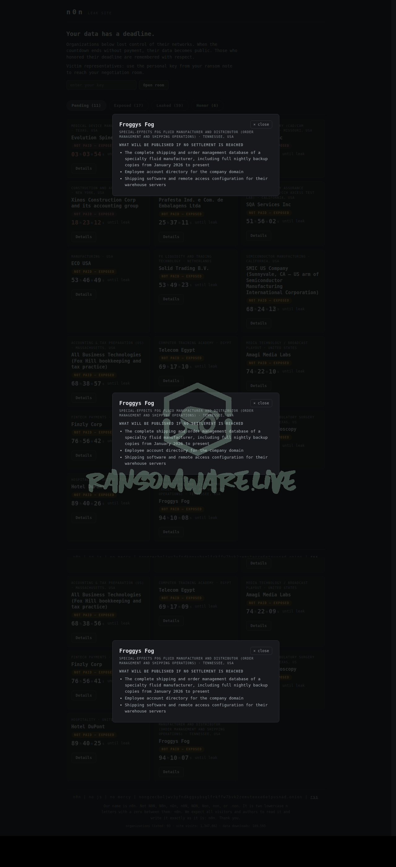 🏴‍☠️ N0n has just published a new victim : Froggys Fog